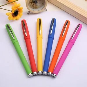 Hot Selling 0.5mm Rubber Finished Gel Pen Student Office Supplies Promotional Blue Gel Pen with Custom Logo