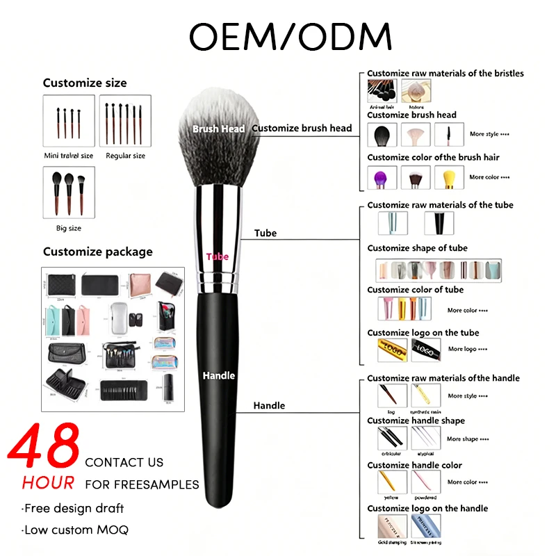 Private Label 9pcs Portable Mini Cosmetic Wooden Handle Makeup Brush Set with Pu Bag