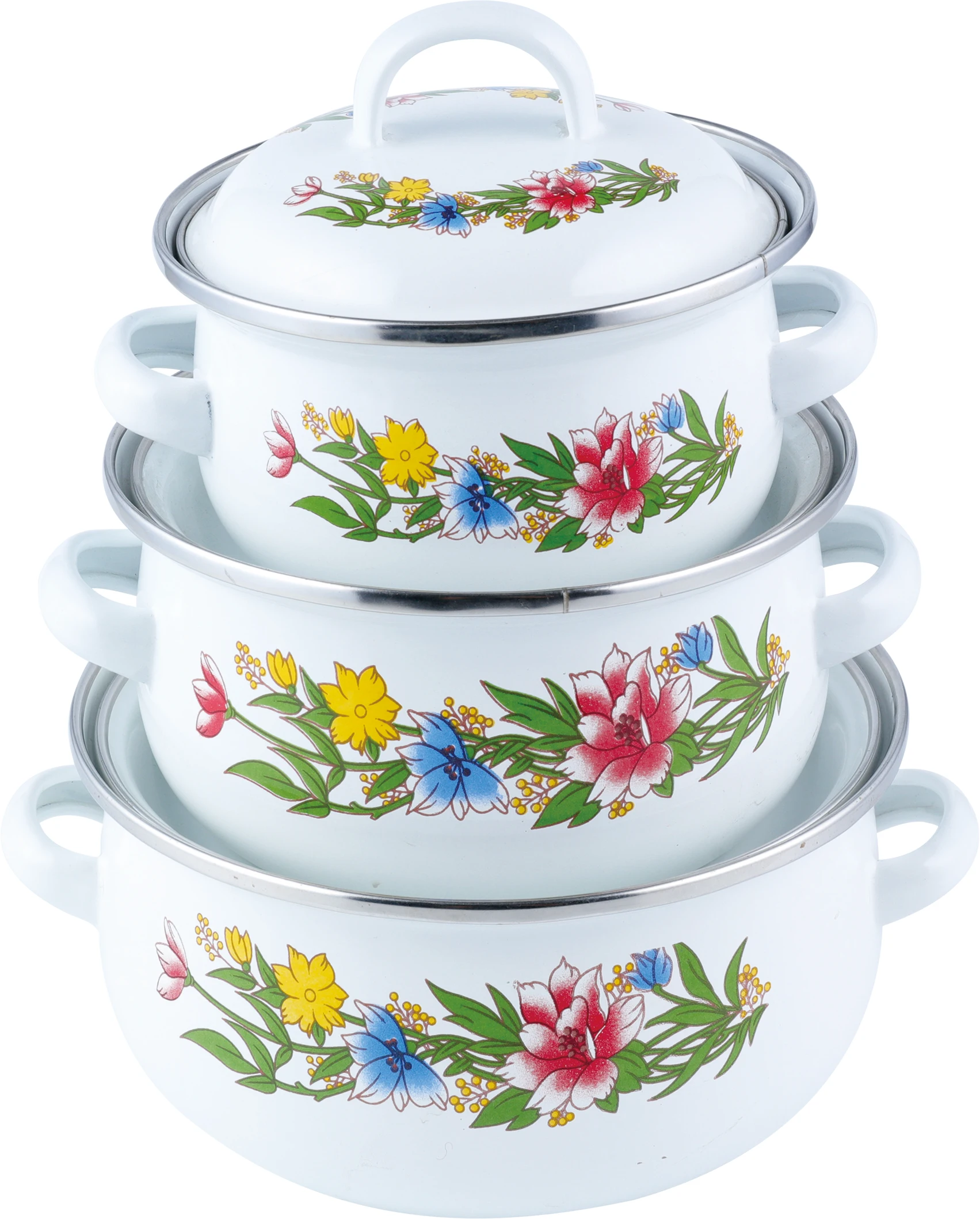 HOT SALE 3PCS DECORATED  ENAMEL CASSEROLES    REOONA CASSEROLE SET    ENAMELWARE  COOKWARE SET