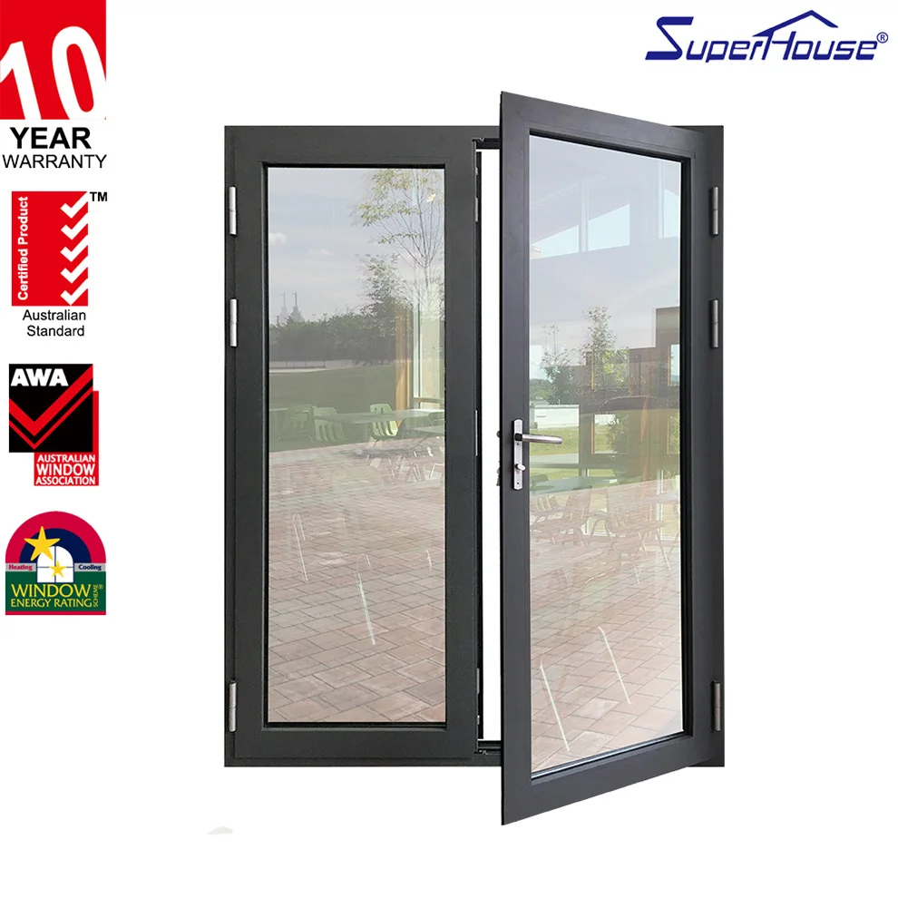 Profile Double Sash Door Sound Proof Double Glass Casement Door TEMPA Aluminium Alloy From China Aluminum Stacker Door