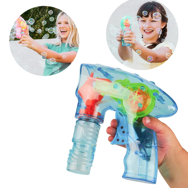 Light up Transparent Bubble Blower Gun LED Bubble Gun for Kids