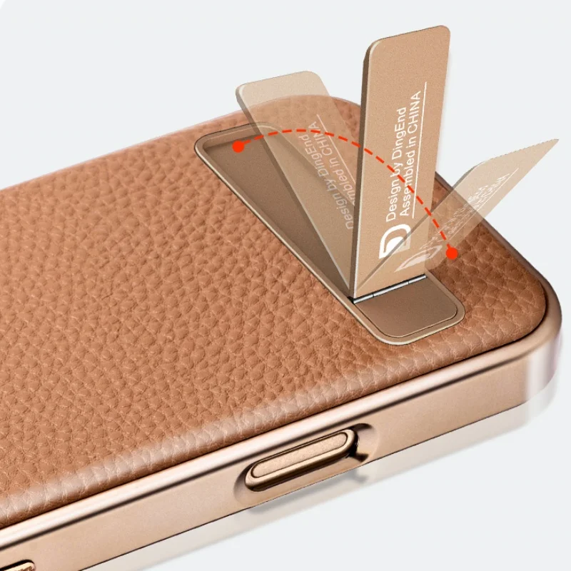 Business Electroplated PU Leather Magnetic Phone Case for iPhone 17 13 14 15 16 Pro Max 17 Air With Metal Stand Protective Cover