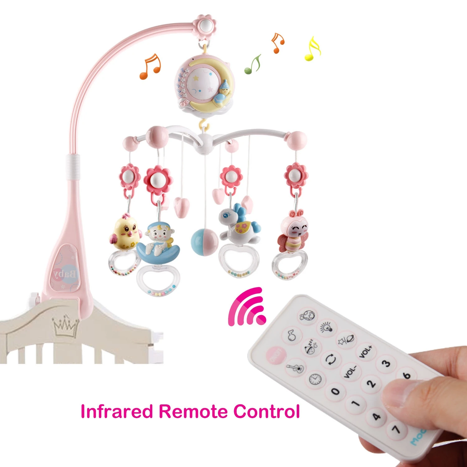 Mini Tudou Bed Bell Baby Music Crib Mobile Toys Musical Projection Box