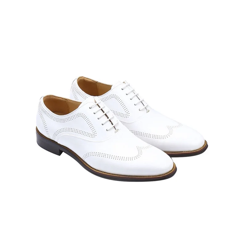 New Leather White Men Dress Shoes Evening Party Wedding Shoes Daily Office  Suit Shoes Chaussures Hommes Big Size 47 - Main Image