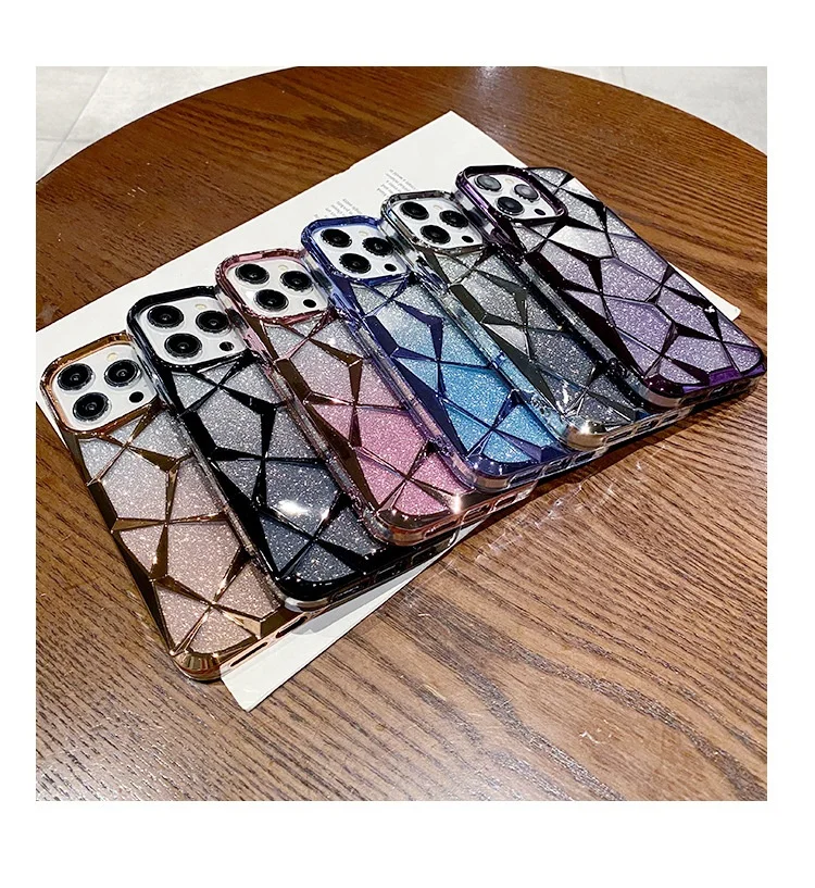 Diamond Phone Case For Iphone 16 15 14 13 12 11 Plus Pro Max Hard Shell Electroplating Gradient Bling Glitter Cases