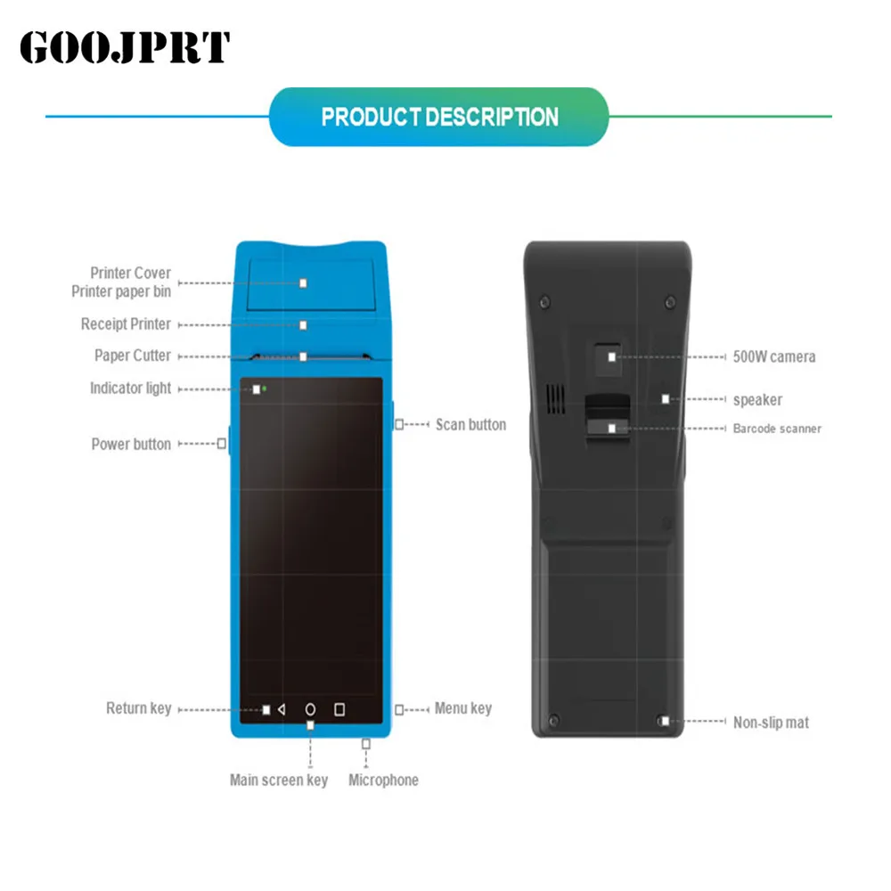 Android 8,1 POS 5,5 дюймовый сенсорный экран 3G Wifi беспроводной ручной Pos терминал PDA Q2