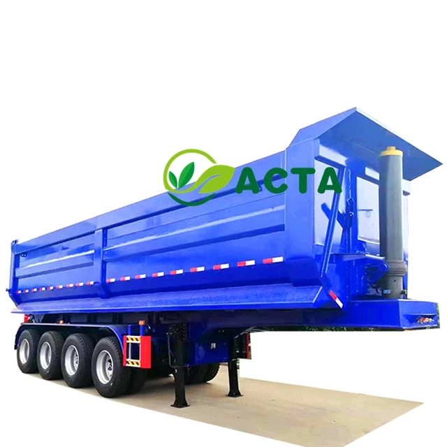 ACTA VEHICLE Hydraulic lifting cylinder truck Tipper Dumper 4 axle 60t 80ton 100ton dump semi trailer for sale