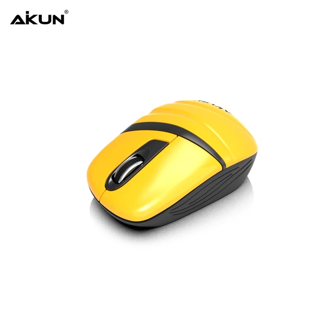 AIKUN Orange Portable Ultra Mini 2.4G Wireless Mouse with USB Receiver and AAA Battery,only 40g Weight,About Two Fingels Big