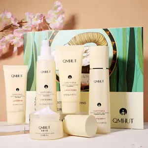 Beauty Goat Milk Facial Skin Care Sets Day Cream Lotion Facial Cleanser Anti Aging Repair Whitening Skin Care Set