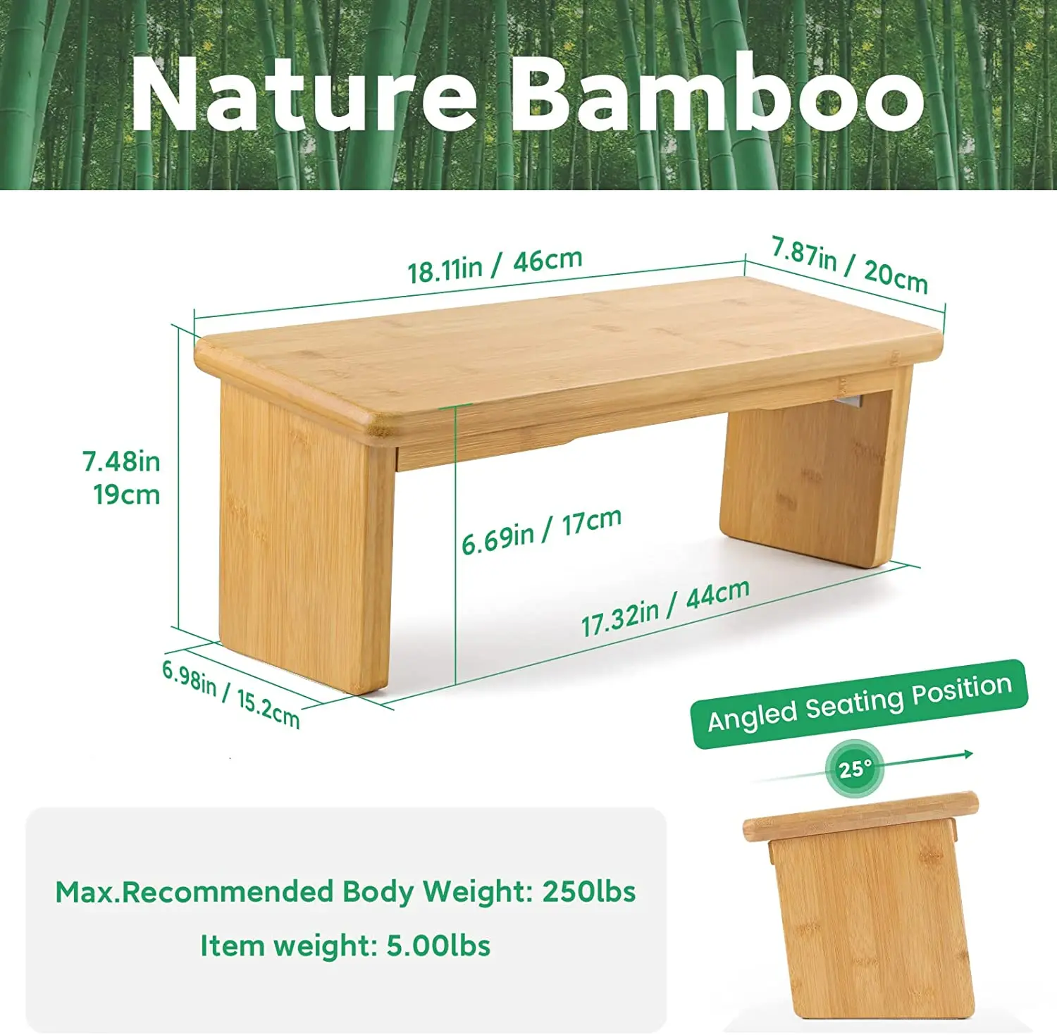 Ergonomic Bamboo Seiza Yoga Benches, Wooden Meditation Chair for Praying, Folding Prayer Kneeler Seat