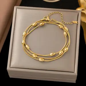 Custom 2026 Exquisite Simple Titanium Steel Women Colorfast Gold Plated Stainless Steel Jewelry Fashion Chain & Link Bracelets