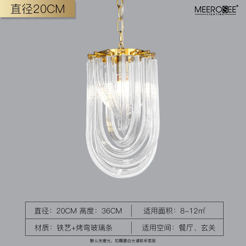 Meerosee Post Modern Ceiling Pendant Light Gold Metal Hanging Chandelier Light with Spiral Crystal MD86779