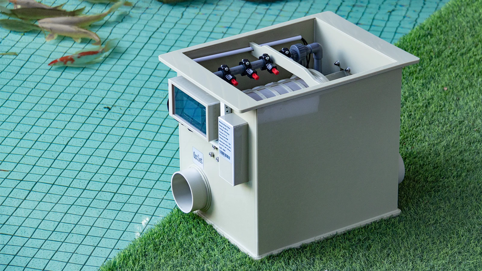 Qlozone 家庭用魚池用ロータリードラムフィルター 5m³/h 40W