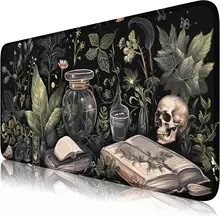 Extended Skull for Magic Book Mouse Pad Witchcraft Desk Pad Stitched Edges Waterproof Rubber Base Mouse Mat for Office Home