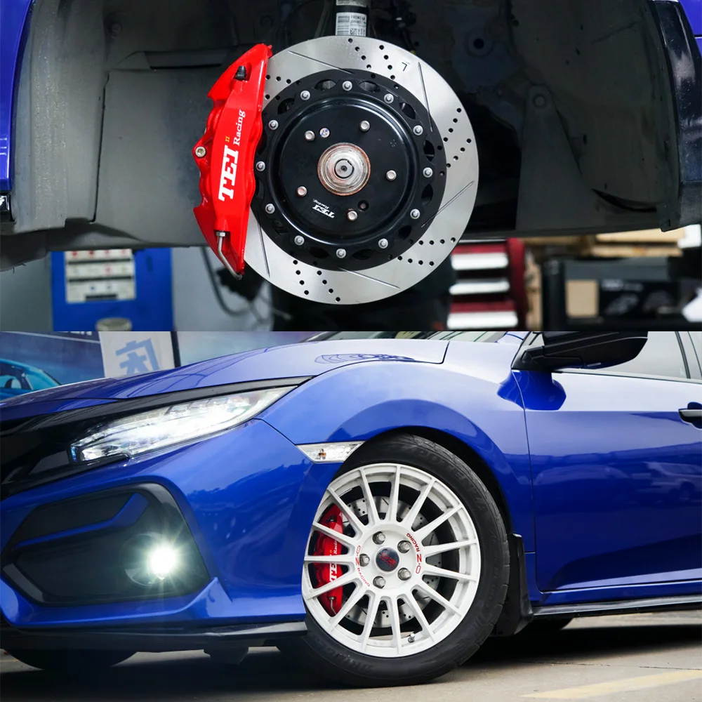 Front P40NS 4 Piston Caliper BBK Auto Brake System for 17 Inch Car Rim and Rear Upgrade Rotor Kit 17 Inch Car Rim Honda Civic