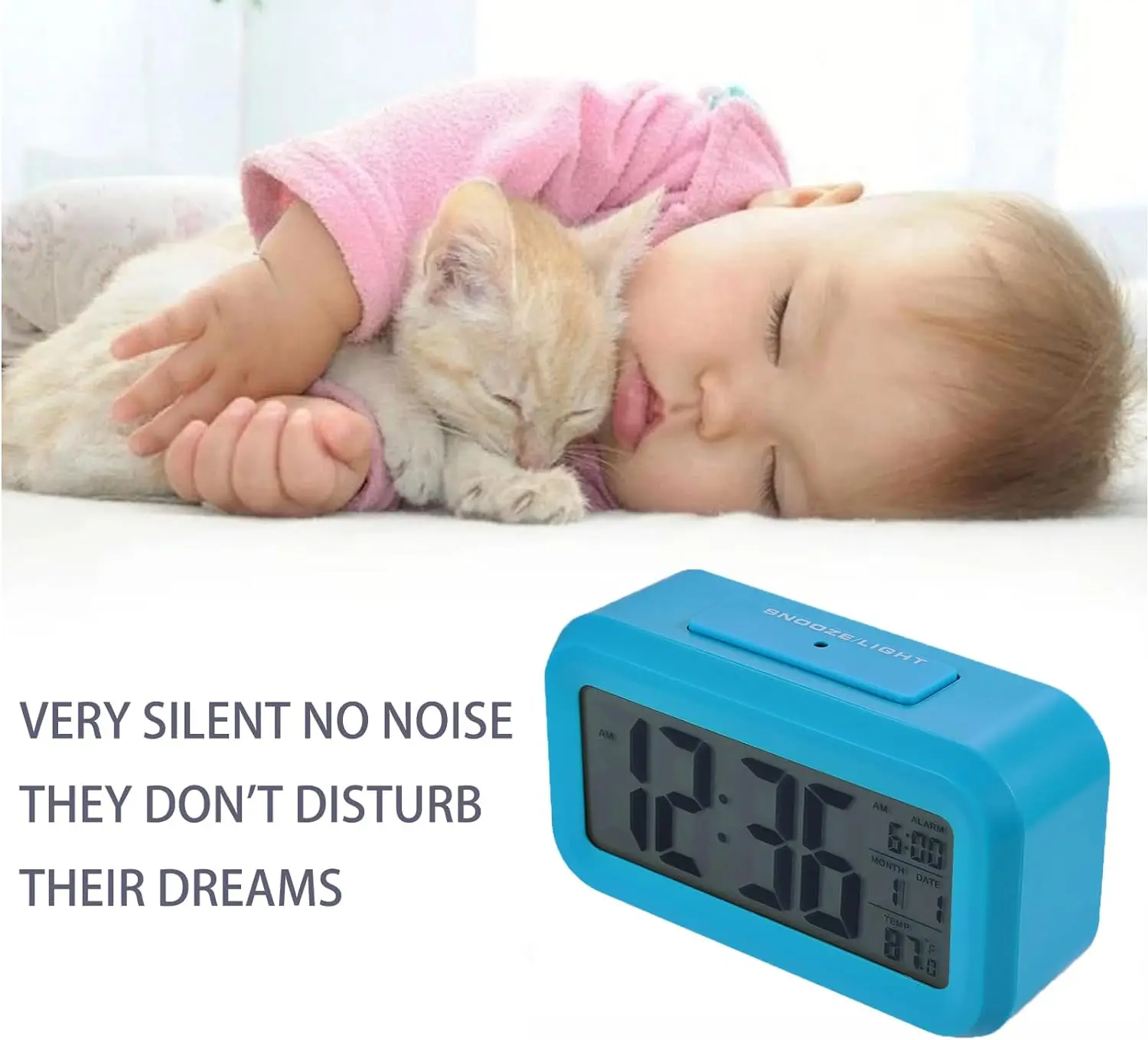 Fashion Desktop Calendar Alarm Table Clock Digital Smart Backlight Battery Smart Table Clocks