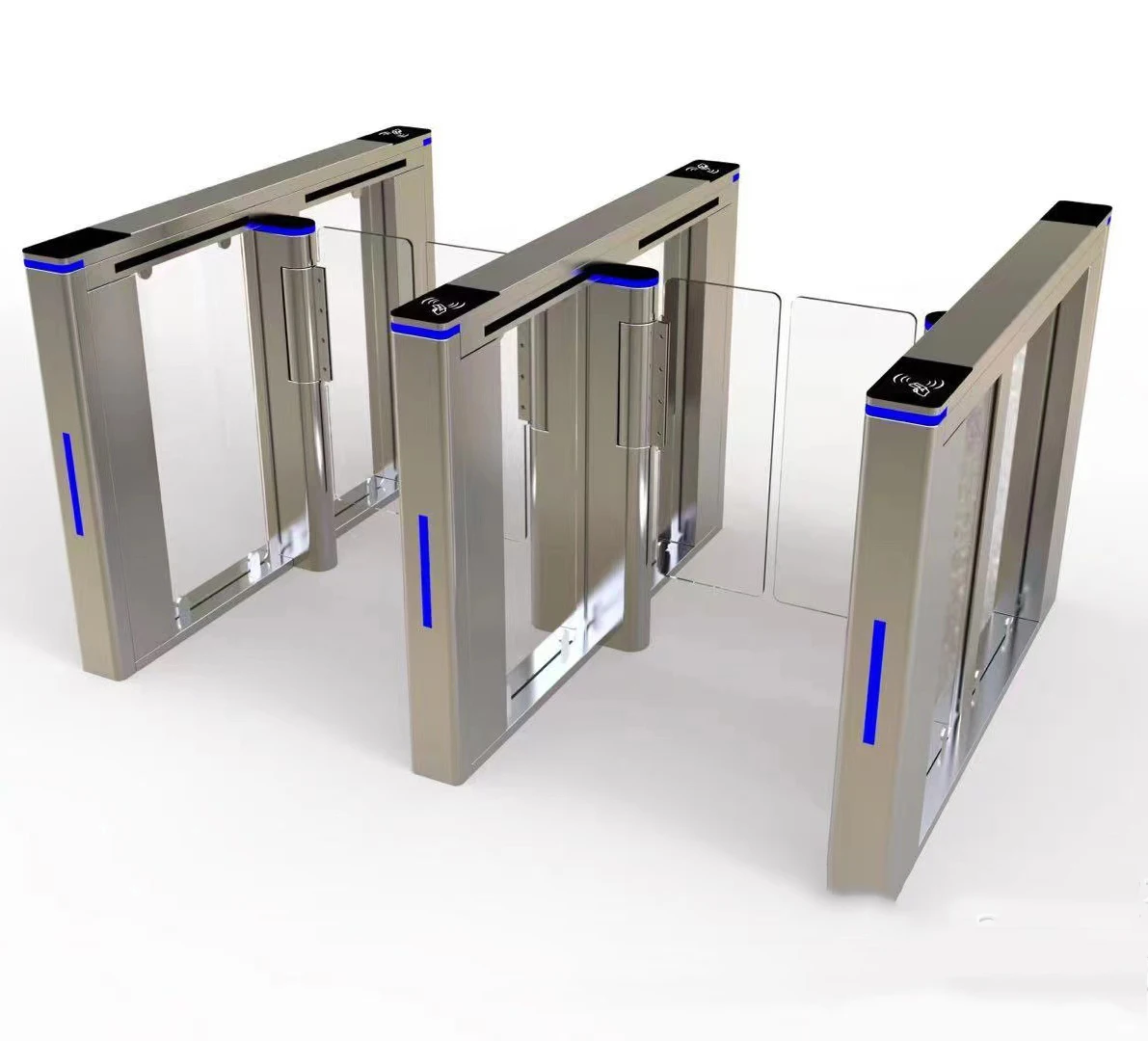 Office Building High Speed Lane Turnstile With Temperature Detection Qr ...