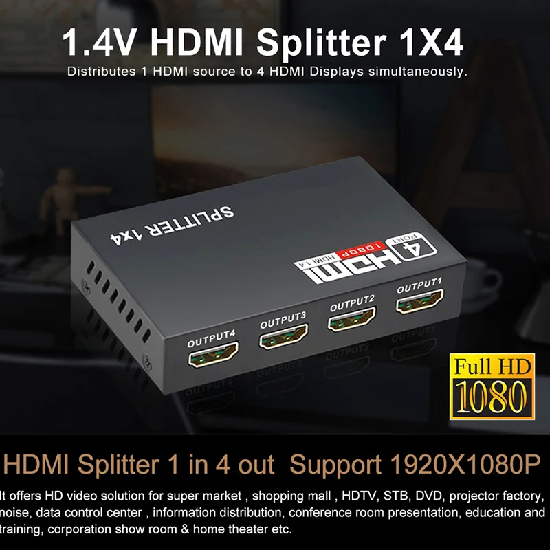 1x4 HDMI Splitter 4 Port Output Full HD 1080p 3D - Image 2