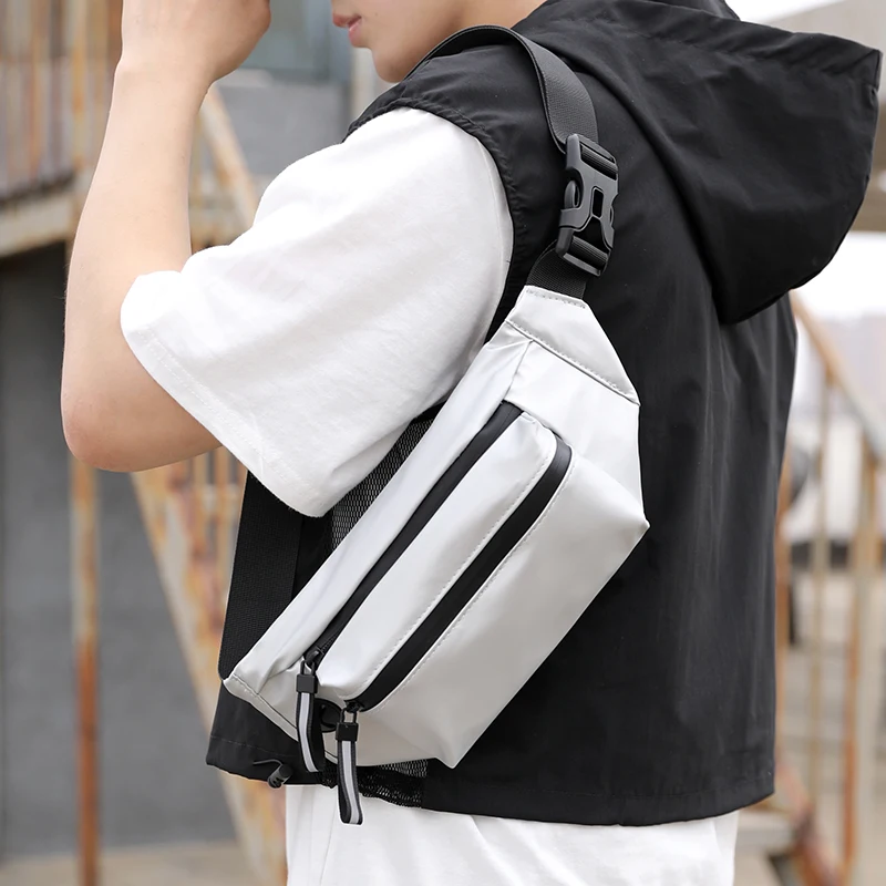 Wholesale wholesale Custom logo boy sports crossbody bag large capacity OEM  fashion men streetwear chest ring waist bag for travel From m.