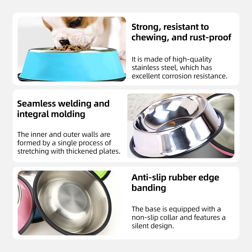 Wholesale Pet Food Container Non-slip Stainless Steel Pet Bowls for Ca - product detail 4