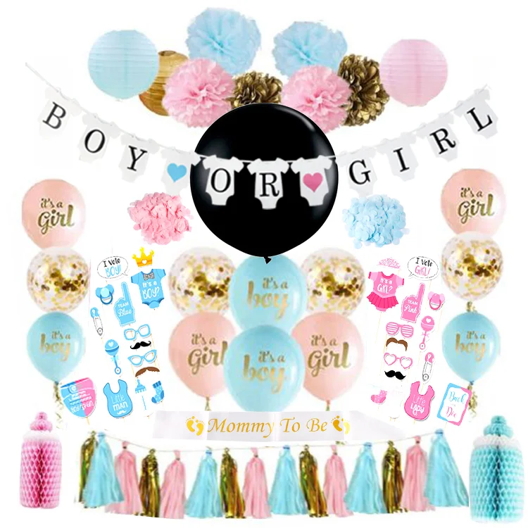 Boy Or Girl Baby Gender Reveal Set Backdrop Design Party Supplies Baby Shower Gifts Decorations Balloons Gift Baby Boy Set Buy Baby Shower Decoration Baby Shower Party Ideas Baby Shower Decoration Girl Product