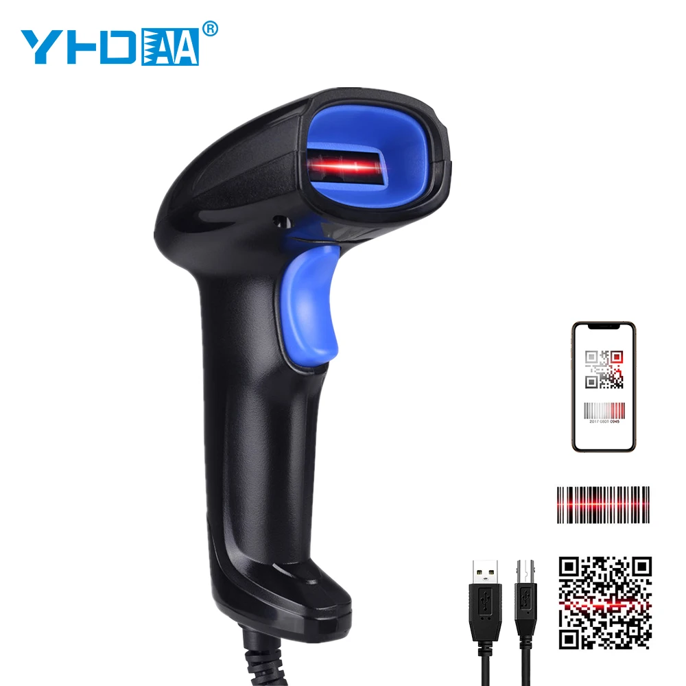 YHD-1100D in Stock 1D 2D CMOS QR Code Reader Lector De Codigo De Barras USB Wired POS Handheld Barcode Scanner