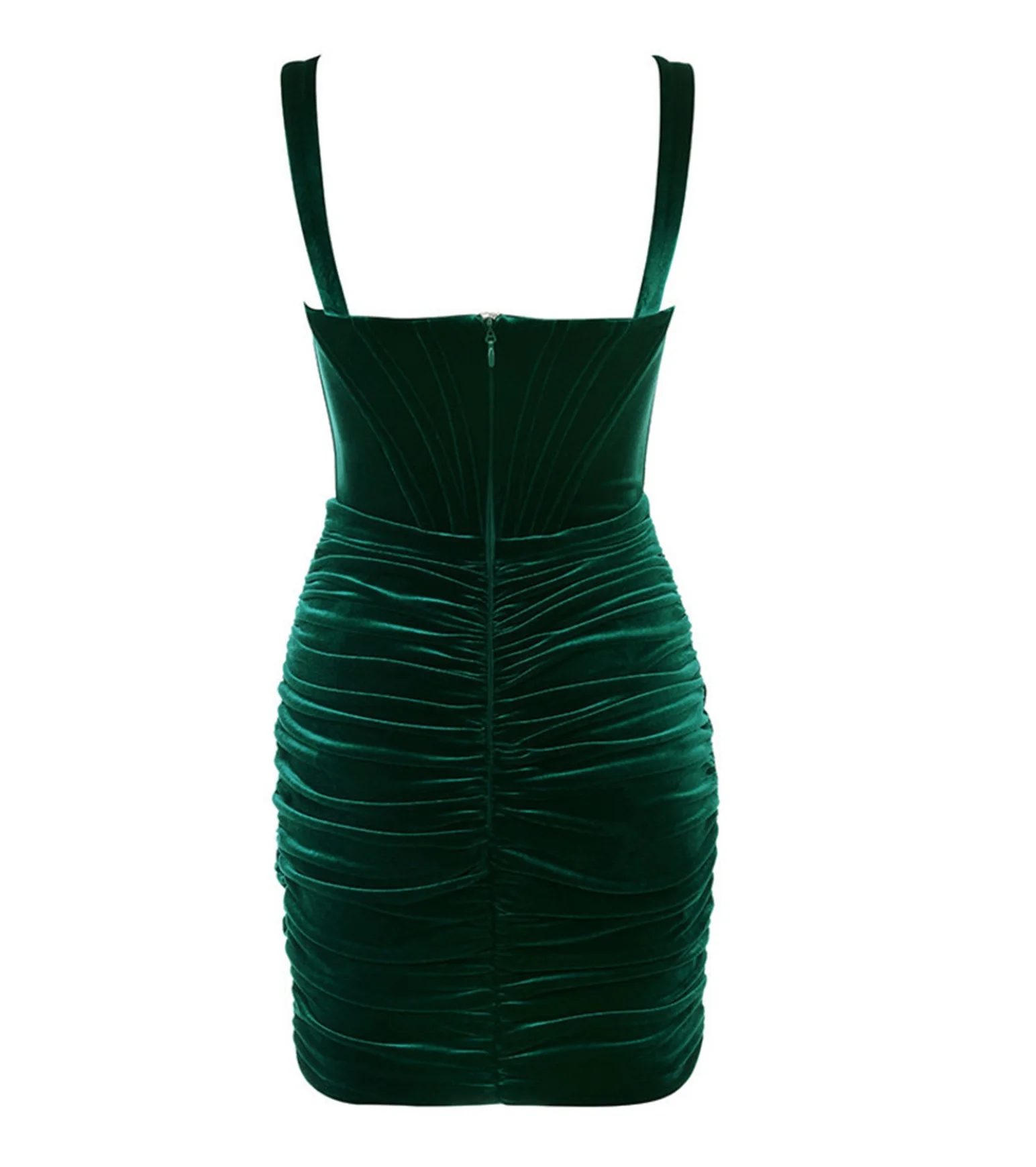 Ladies Party Wearing Emerald Green Velvet Corset Dress Double Layer  Sleeveless Boned Corset Bodycon Mini Dress