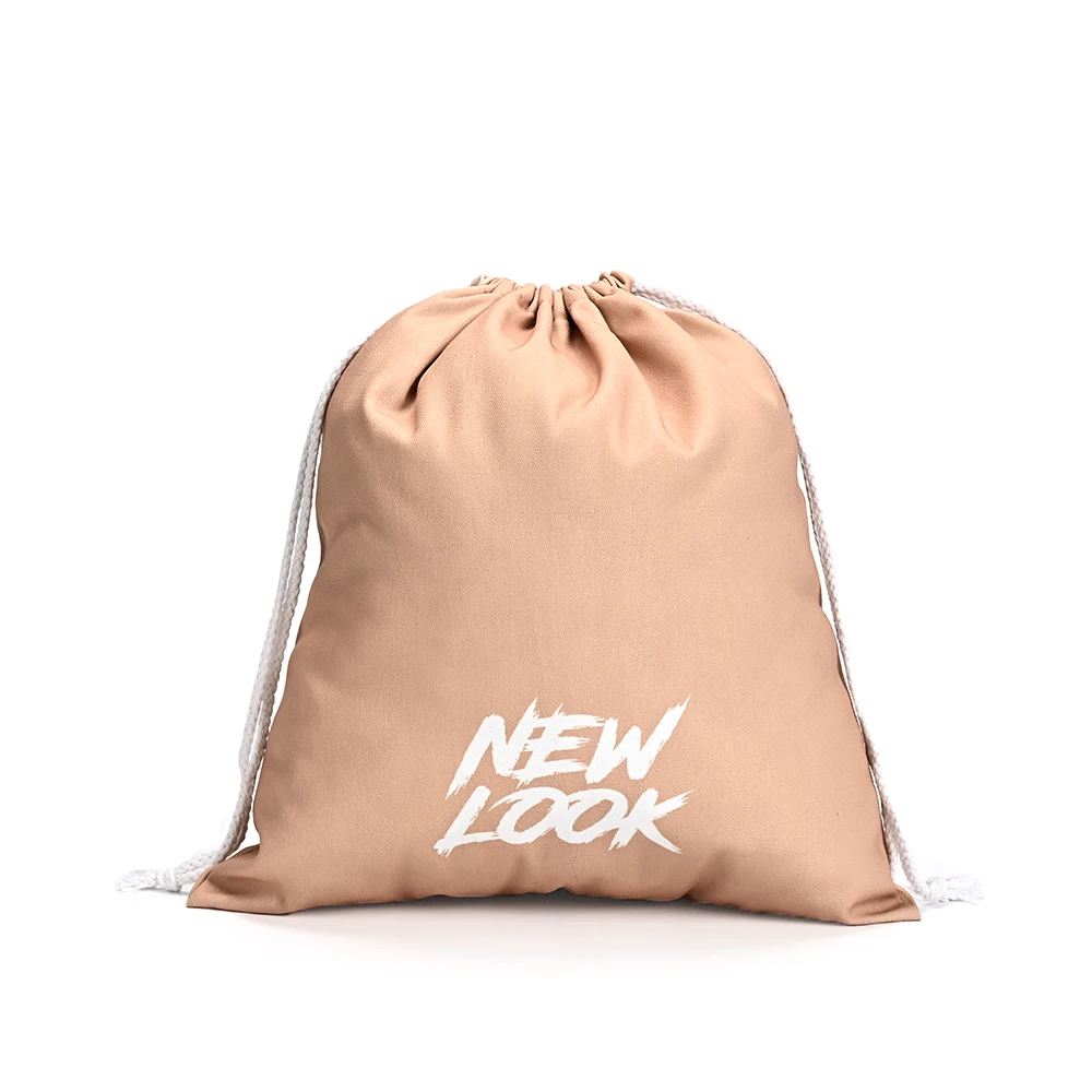 Black Drawstring Gift Bag Custom Logo Printed Reusable Sports Backpack Foldable Cotton Backpack School Outdoor Bag factory