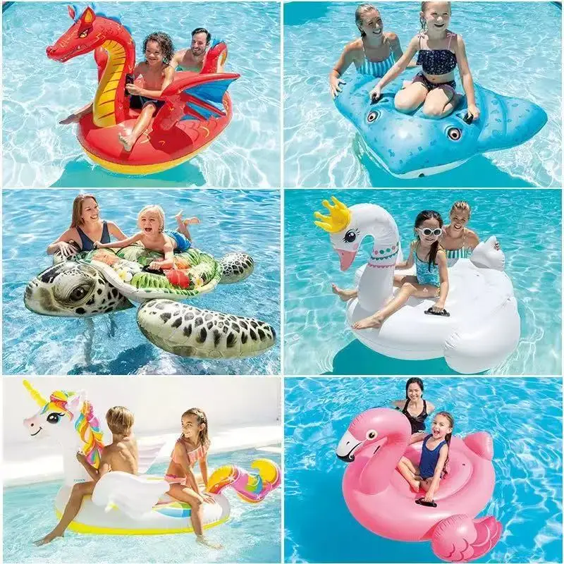 Factory Original Children's Eco-Friendly Pool Water Inflatable Animal Ride Adult Play Fire-breathing Dragon Floating Rows