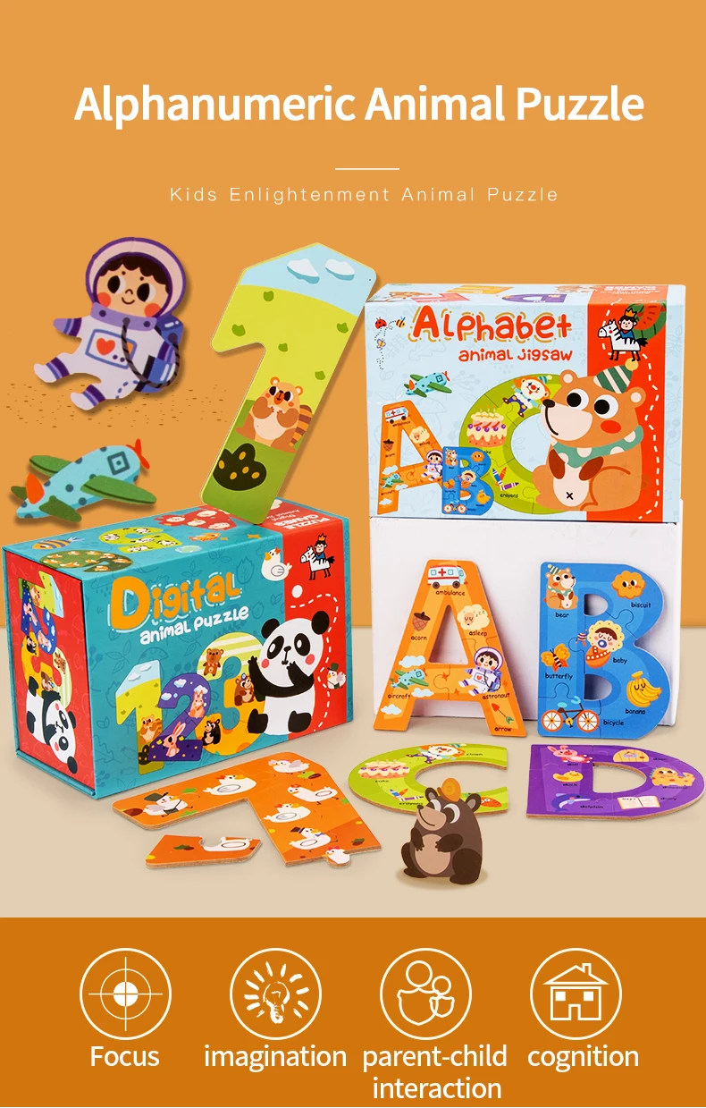 2023 New Product Alphanumeric Animal Letter Puzzle Game Montessori ...