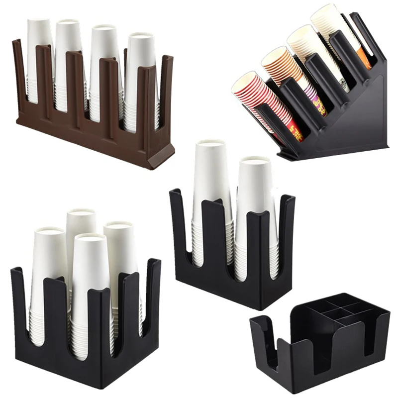Coffee Cup and Cup Storage Organizer for Shops Bar Office Home 4 Compartment Paper Cup Rack 25 x 12 x 47.5 cm Free Stand Paper Cup Holder Storage Rack Disposable Cup Dispenser 