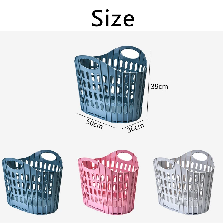 Plastic Collapsible Laundry Basket Dirty Clothes Storage Space Saving ...