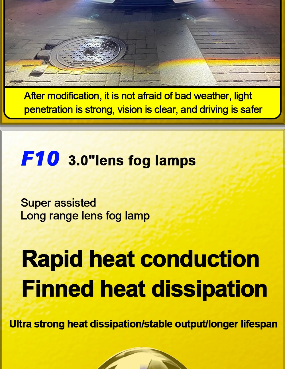 TECH-KING Automotive LED projector fog light 3-inch universal Matrix Automotive fog light retrofit accessory lens fog lamp