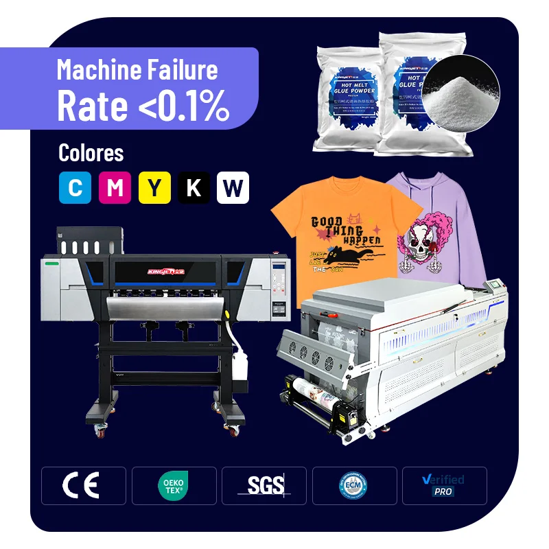For Kingjet Automatic DTF Printer Machine Built-In Dryer Fast Production EU Voltage Compatible New Condition 1-Year Pigment Moto