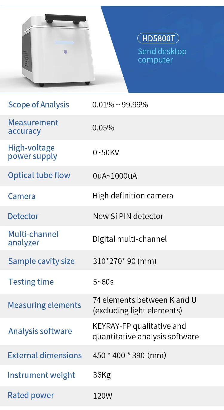 Touch Screen Electronic XRF Spectrometer 220V Laboratory X-ray ...