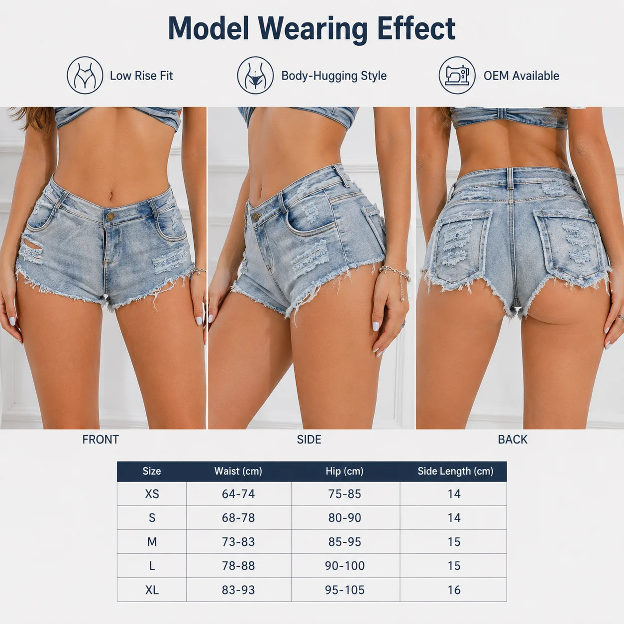 New Sexy European and American for Frayed High-Waisted Skinny Quick Dry Denim Shorts Women's Jeans for Women