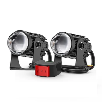 KH 2PCS Motorcycle Mini Driving Light Universal Dual Color Headlight for Auxiliary Spotlight Lamp Moto Fog light Accessories