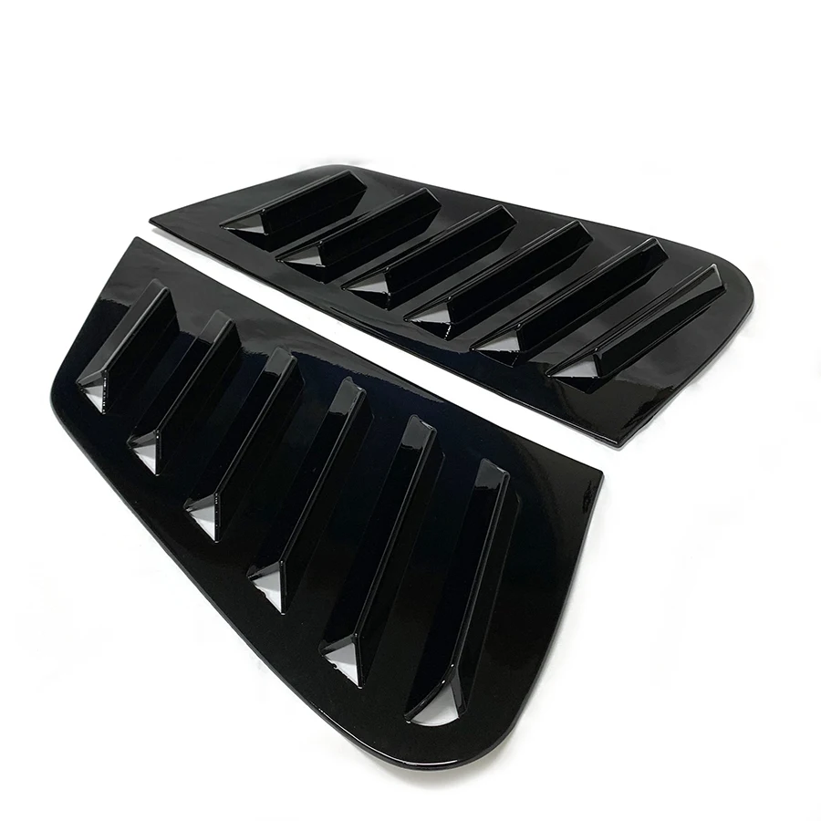product auto car exterior rear side window louvers for volkswagenn polo 2002   2009 pair racing style  abs gloss black window louvers-6