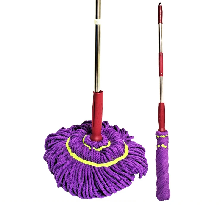 WS427 High Quality Purple Lockable Microfiber Mop Household Durable Dry Mop Collapsible Squeeze Water Wet Mop