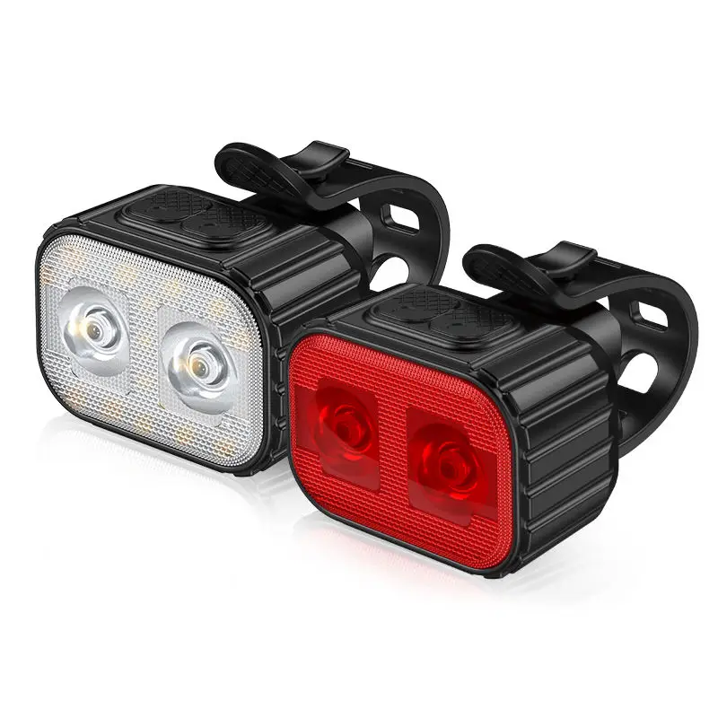 Red Bycycle ライト、チェーン付き Q4 Bike Light - Rechargeable Bicycle Front and Back Light