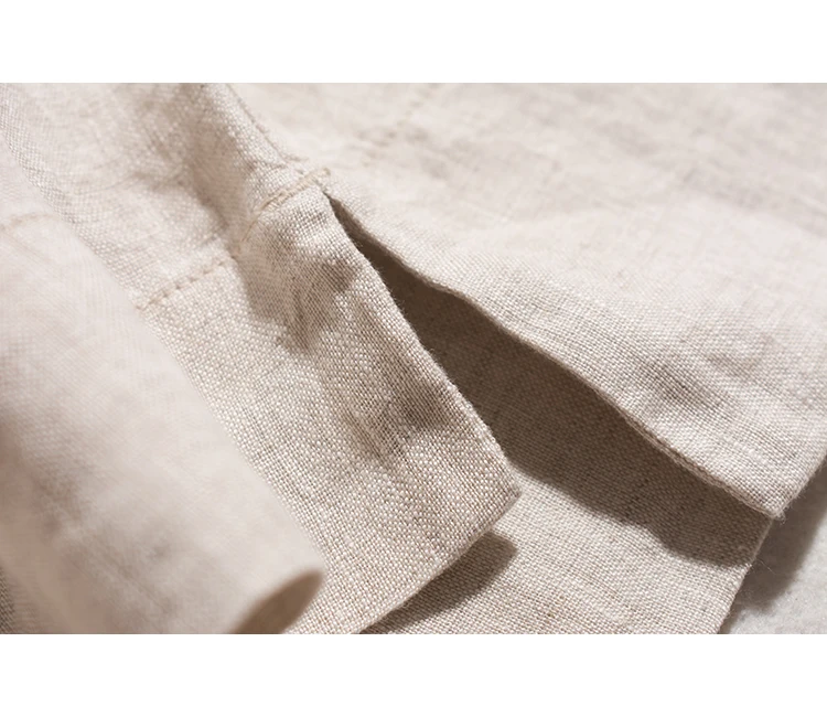 Pure Linen Flax Fabric Made Women Casual Summer Blouses Shirt Short
