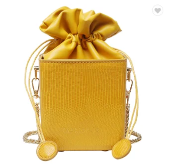 Chain Drawstring Bucket Bag shoulder bags for girl fashion PU Leather Single Sling Cross body Hands Bag