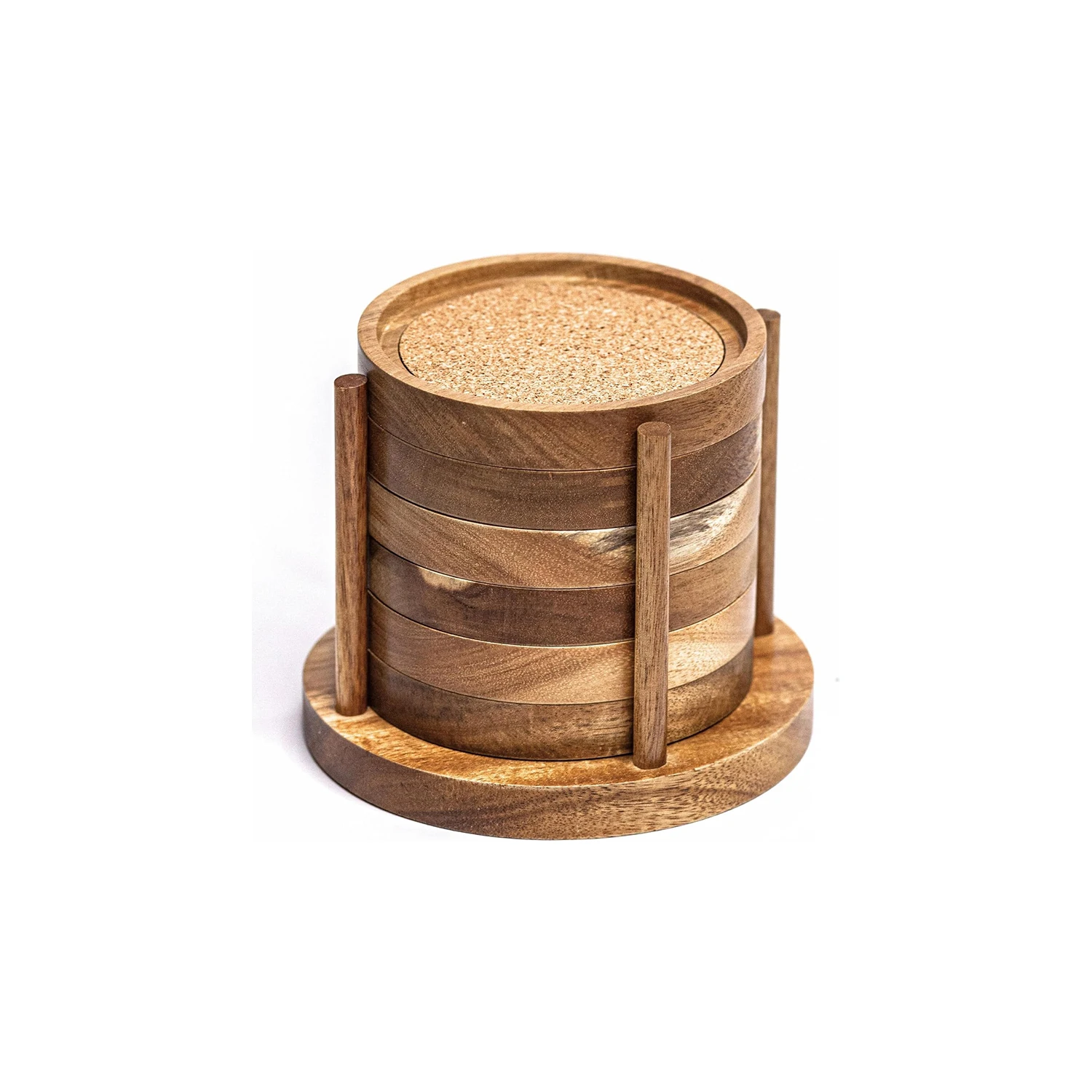 Sottobicchieri assorbenti per bevande, confezione da 2 pezzi, rotondi in ceramica con base in sughero, per tavolo in legno, regalo per inaugurazione della casa