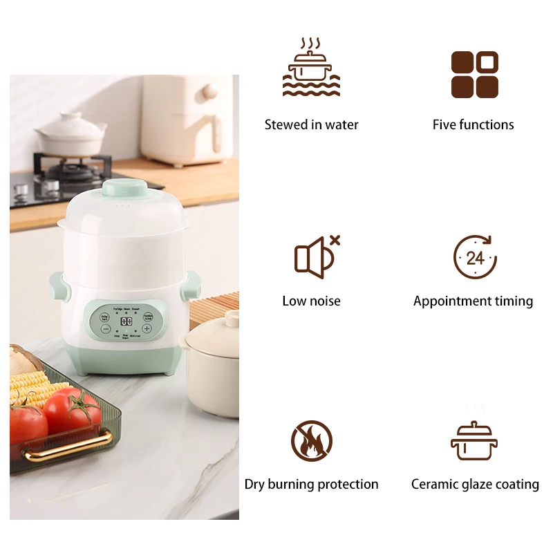 Custom logo Multifunction Baby Porridge Soup Automatic Cooker Portable Electric Slow Cooker for Home