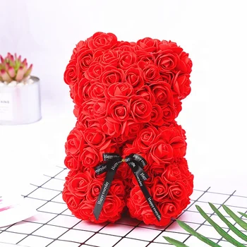 2024 Wedding Birthday Valentine's Day Christmas Artificial Eternal Flowers Rose Teddy Bear Creative Gift Decoration Wholesale