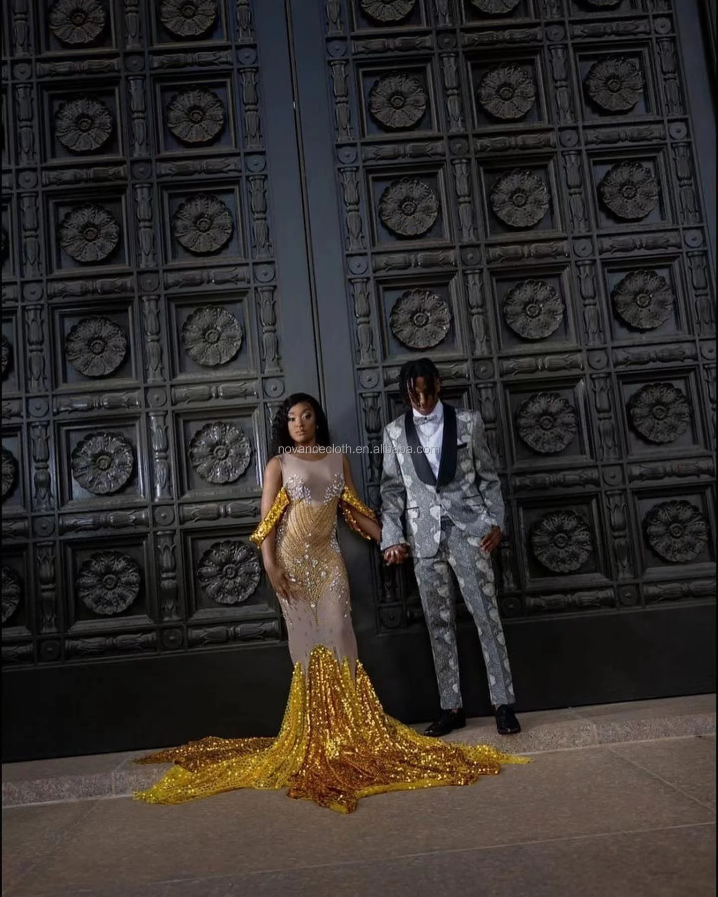 Novance Y1674 Traje de diamantes de imitación de lujo Prom Boda Vestido de  novia Mujeres Cumpleaños Celebrar Club Cantante Espectáculo Vestido de