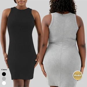 Women's Soft Lounge Ribbed Sleeveless Maxi Dress Slimming Fit Comfortable Modal Dress for Female Bodycon Causal Dress