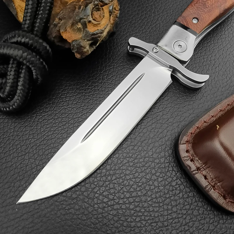 Outdoor Pocket Folding Knife 440C Steel High Hardness Hunting Camping Wooden Handle Portable DIY OEM