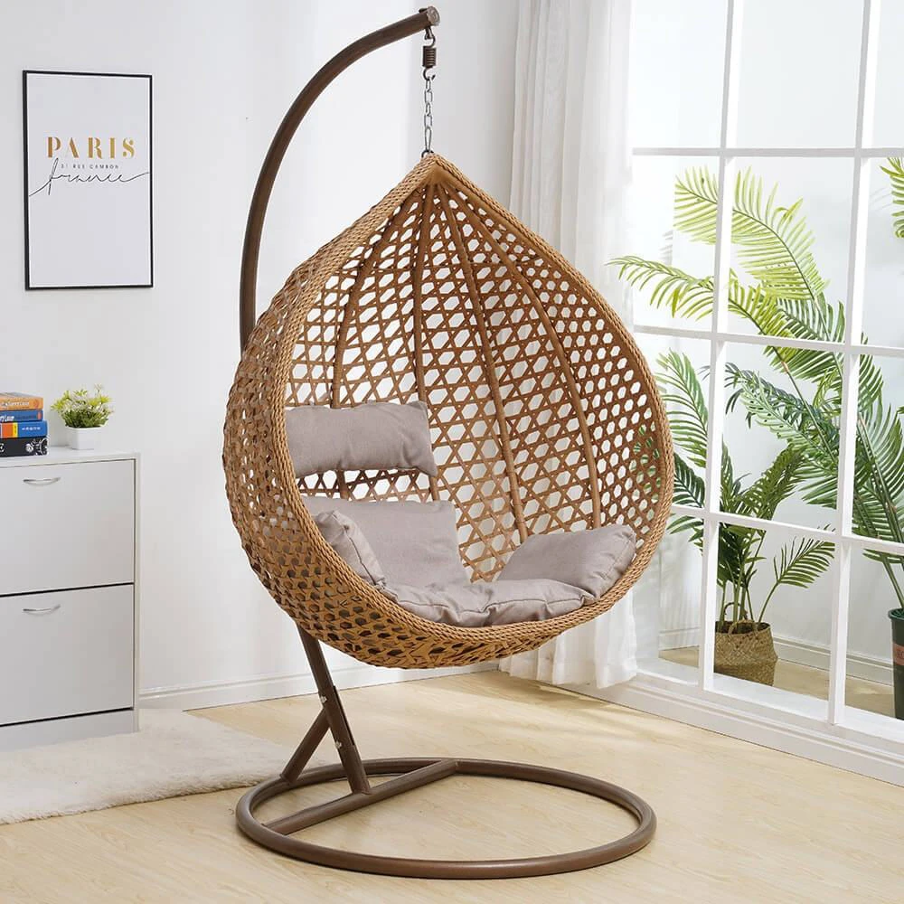 product modern durable rattan hanging egg chair with round frame for outdoor garden swing-5