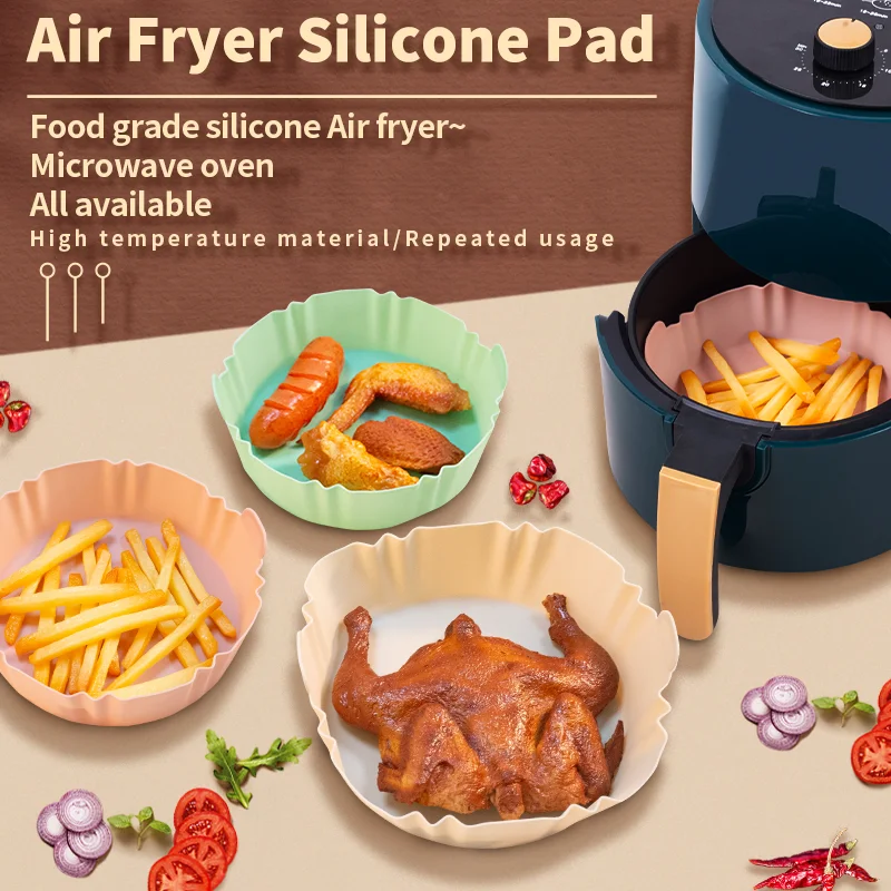 Air Fryer Silicone Carrier, Air Fryer Silicone Tray, Suitable for Oven and  Microwave Etc, Reusable
